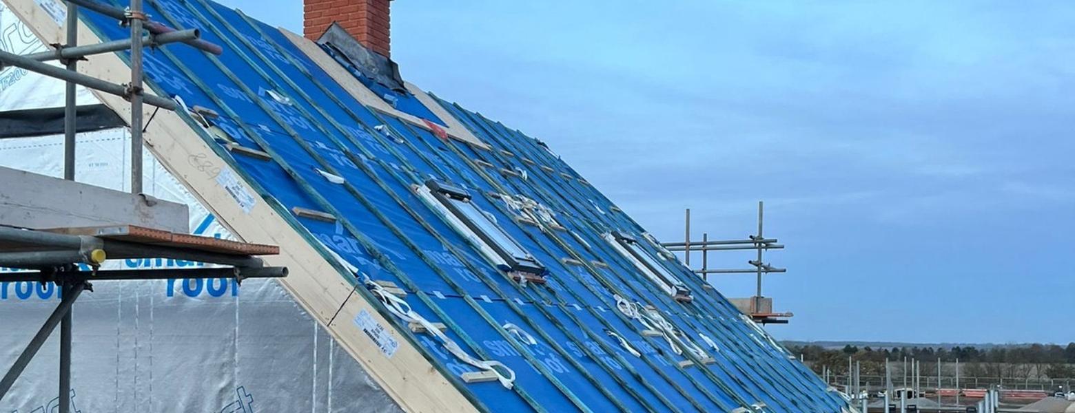 Completed roof structure battened and membraned
